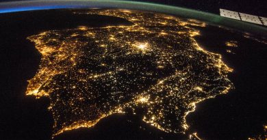 Teleboadilla. Contaminación lumínica en España. Vista aérea de España