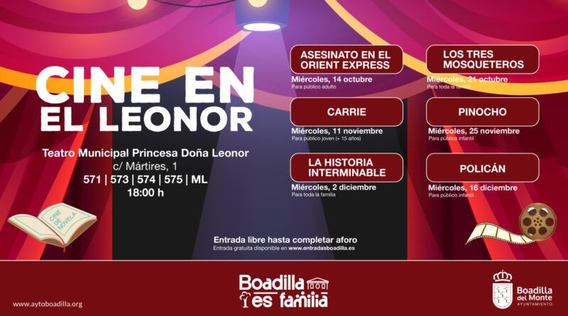 “Cine en el Leonor” ofrecerá seis películas de forma gratuita entre octubre y diciembre